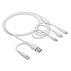 Cable USB A + USB type C / USB type C + USB Micro B + Lightning 1.2m AK-USB-52