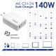 Additional image USB Charger AK-CH-24 USB-A + 3x USB-C PD 5-28V / max. 5A 140W Quick Charge 3.0 GaN